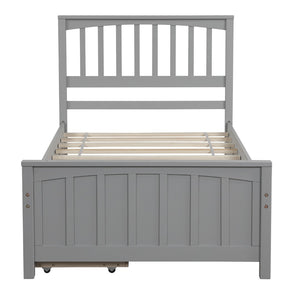 English Elm Twin Storage Platform Bed with Two Drawers Solid Pine Frame for Kids Rooms WF195105AAE