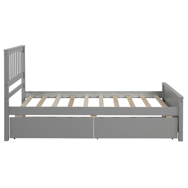 English Elm Twin Storage Platform Bed with Two Drawers Solid Pine Frame for Kids Rooms WF195105AAE