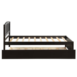 English Elm Twin Solid Pine Platform Bed with Roll Out Trundle Sleek Frame for Kids Guest Rooms WF194302AAP
