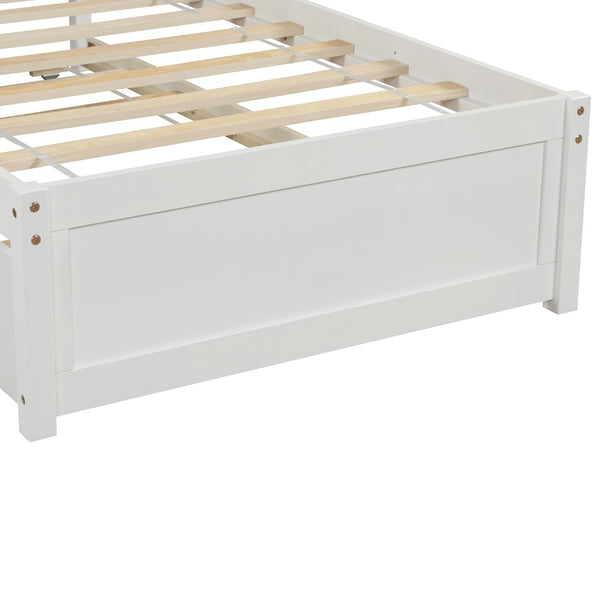 English Elm Twin Solid Pine Platform Bed with Roll Out Trundle Sleek Frame for Kids Guest Rooms WF194302AAK