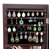 Hearth and Haven Vestige Jewelry Storage Mirror Cabinet, Wall or Door Mountable, Dark Brown W40718051