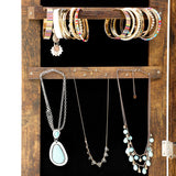 Hearth and Haven Zen 4.3" Standing Jewelry Storage Cabinet with Mirror and LED Lights, Antique Grey W40719607