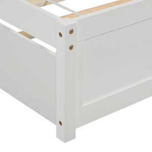 English Elm Twin Solid Pine Platform Bed with Roll Out Trundle Sleek Frame for Kids Guest Rooms WF194302AAK