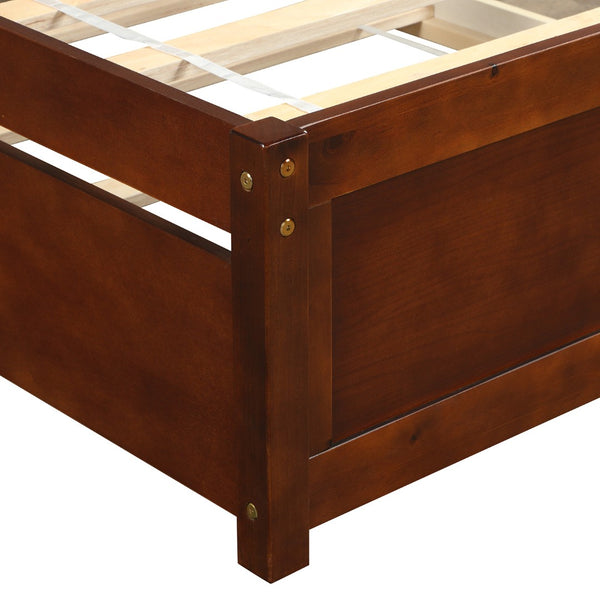 English Elm Twin Solid Pine Platform Bed with Roll Out Trundle Sleek Frame for Kids Guest Rooms WF194302AAD