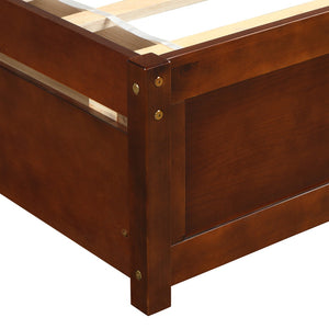 English Elm Twin Walnut Platform Bed Pine Frame Curved Headboard with Under Drawer Storage WF194279AAD