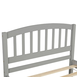 English Elm Twin Solid Pine Platform Bed with Roll Out Trundle Sleek Frame for Kids Guest Rooms WF194302AAE