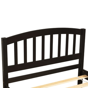 English Elm Twin Solid Pine Platform Bed with Roll Out Trundle Sleek Frame for Kids Guest Rooms WF194302AAP