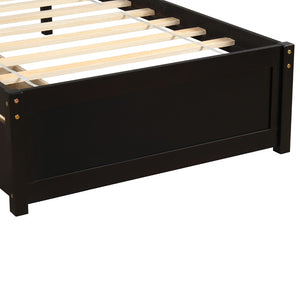 English Elm Twin Walnut Platform Bed Pine Frame Curved Headboard with Under Drawer Storage WF194279AAP