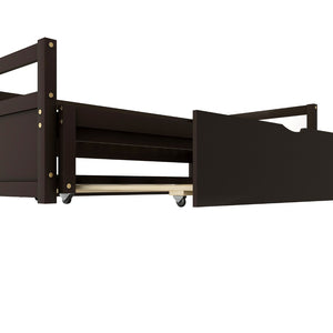 English Elm Extending Wood Daybed with Pull Out Trundle Twin to King Espresso Guest Room Bed WF194887AAP