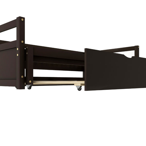 English Elm Extending Wood Daybed with Pull Out Trundle Twin to King Espresso Guest Room Bed WF194887AAP
