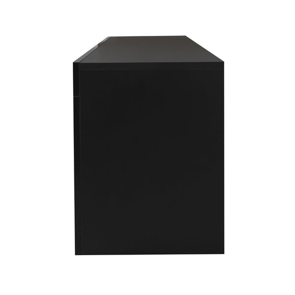 English Elm Black Media Console with Rgb Led Lighting Low Profile Gaming Living Room Stand W33115870