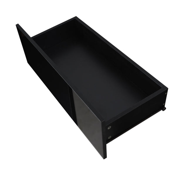 English Elm Black Media Console with Rgb Led Lighting Low Profile Gaming Living Room Stand W33115870