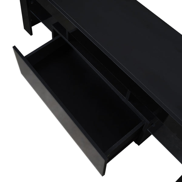 English Elm Black Media Console with Rgb Led Lighting Low Profile Gaming Living Room Stand W33115870