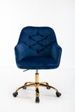 Velvet Upholstered Tufted Swivel Shell Chair, Navy