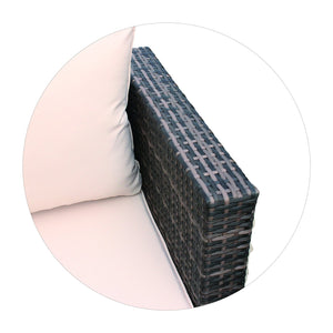 English Elm Rattan 4-Piece Brown Wicker Patio Sectional Set with Tempered Glass Table, Removable UV-Resistant Cushions W209S00002