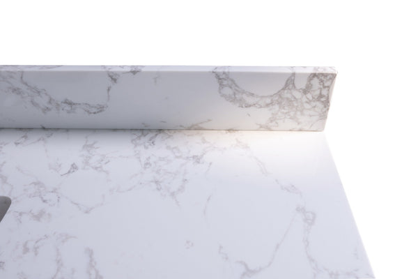 English Elm Montary 37" Carrara Stone Vanity Top Kit With Undermount Sink & Backsplash - Easy Install, Elegant Design W50921981