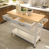 Hearth and Haven Kitchen Island & Kitchen Cart, Rubber Wood Top, Mobile Kitchen Island with Two Lockable Wheels, Simple Design For Easy Storing and Fetching, Two Drawers Give Unique Storage For Special Utensil. W42049336