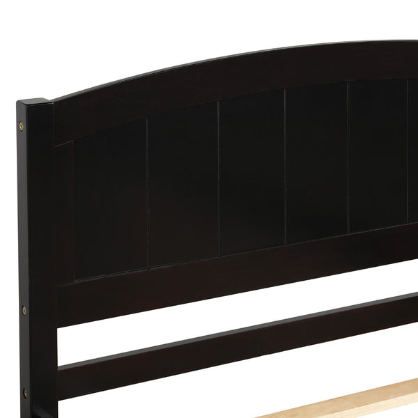 English Elm Twin Platform Bed with Roll-out Trundle Espresso Wood Frame for Kids or Guests WF194304AAP
