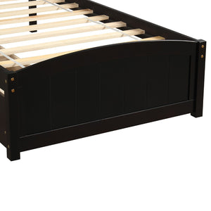 English Elm Twin Storage Platform Bed with Two Under Drawers Pine Slats No Box Spring Needed Espresso WF194280AAP