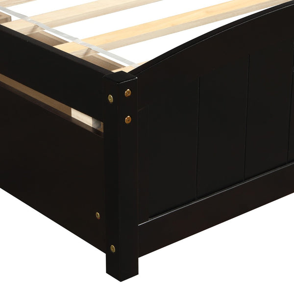English Elm Twin Storage Platform Bed with Two Under Drawers Pine Slats No Box Spring Needed Espresso WF194280AAP