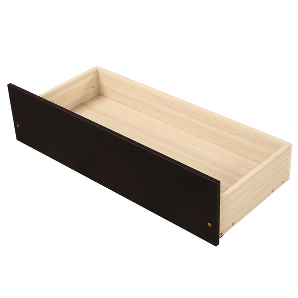English Elm Twin Storage Platform Bed with Two Under Drawers Pine Slats No Box Spring Needed Espresso WF194280AAP