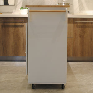 English Elm Kitchen Island Mobile Cart With Rubber Wood Top, Adjustable Storage, Elegant Design For Entertaining W420S00013