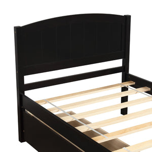 English Elm Twin Storage Platform Bed with Two Under Drawers Pine Slats No Box Spring Needed Espresso WF194280AAP