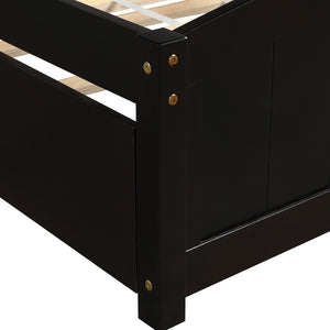 English Elm Twin Platform Bed with Roll-out Trundle Espresso Wood Frame for Kids or Guests WF194304AAP