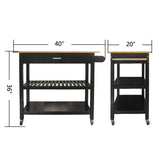 Hearth and Haven Kitchen Island & Kitchen Cart, Mobile Kitchen Island with Two Lockable Wheels, Rubber Wood Top Color Design Makes It Perspective Impact During Party. W42049332