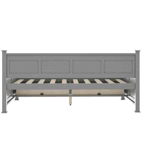 English Elm Twin Daybed with X-Frame & 2 Large Drawers, Solid Wood MDF Twin Bed for Small Rooms Gray 39" GX000210AAE