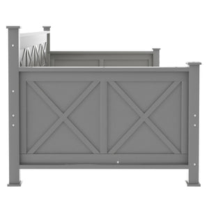 English Elm Twin Daybed with X-Frame & 2 Large Drawers, Solid Wood MDF Twin Bed for Small Rooms Gray 39" GX000210AAE