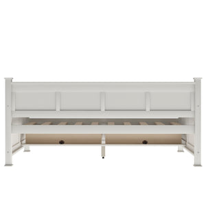 English Elm Twin Solid Wood Daybed with Rustic X Frame, Cream White, Twin Size with 2 Large Under-Bed Drawers and Sturdy Support GX000210AAK