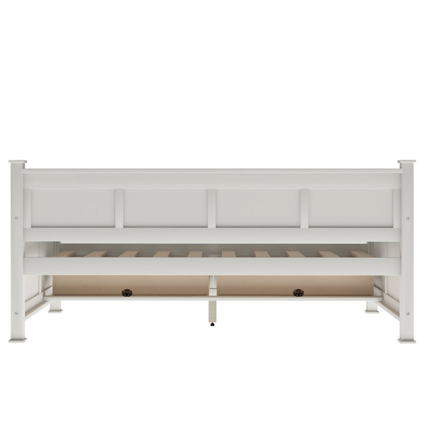 English Elm Twin Solid Wood Daybed with Rustic X Frame, Cream White, Twin Size with 2 Large Under-Bed Drawers and Sturdy Support GX000210AAK