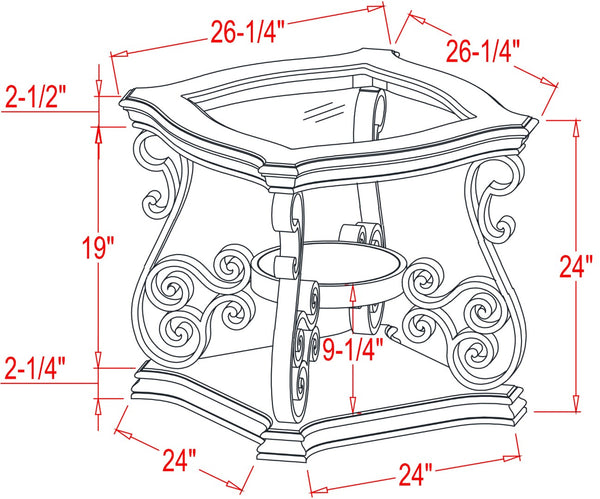 English Elm End Table Two Tier Tempered Glass Top Marble Shelf Powder Coated Metal Legs Modern W48720761