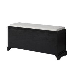 English Elm U_style Pinewood Entryway Bench with Drawers Baskets and Cushioned Seat for Mudroom Black WF323641AAB