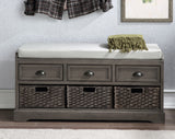 Hearth and Haven U_Style Homes Collection Wood Storage Bench with 3 Drawers and 3 Baskets WF323641AAE
