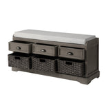 Hearth and Haven U_Style Homes Collection Wood Storage Bench with 3 Drawers and 3 Baskets WF323641AAE