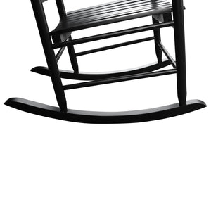 English Elm Wooden Slatted Porch Rocking Chair Solid Poplar Black Painted Finish Outdoor Seat W49520606