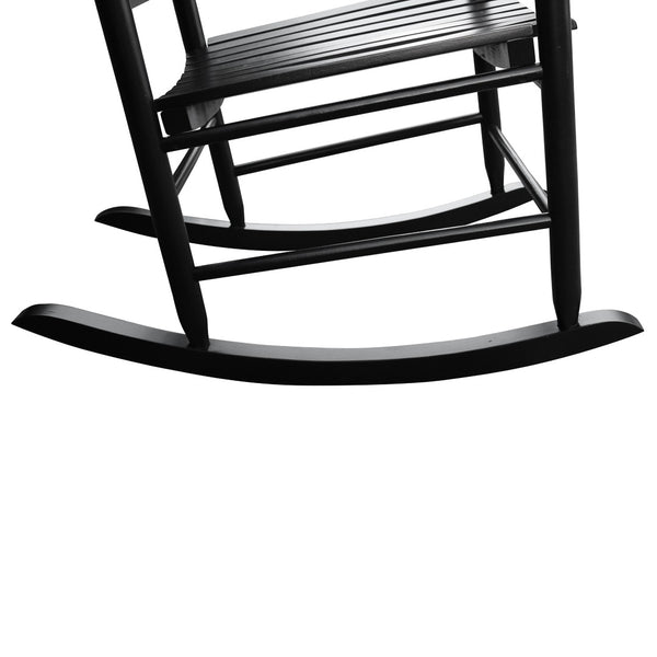 English Elm Wooden Slatted Porch Rocking Chair Solid Poplar Black Painted Finish Outdoor Seat W49520606