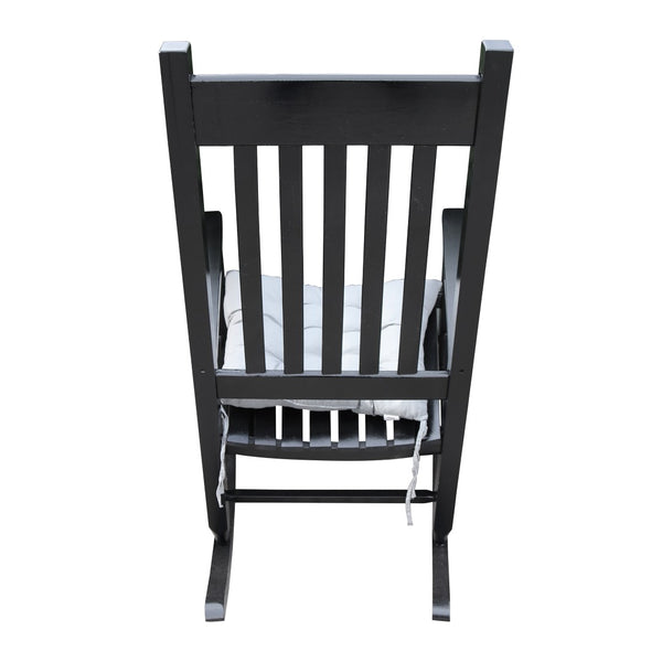 English Elm Wooden Wooden Porch Rocker Chair In Elegant Black Finish - Durable Solid Hardwood For Indoor & Outdoor Comfort W49520604-GIGA