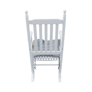 English Elm Wooden Wooden Porch Rocker Chair In Crisp White - Comfortable Solid Hardwood Design For Timeless Relaxation W49520605-GIGA