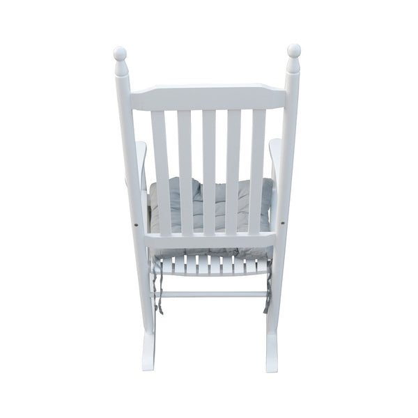 English Elm Wooden Wooden Porch Rocker Chair In Crisp White - Comfortable Solid Hardwood Design For Timeless Relaxation W49520605-GIGA