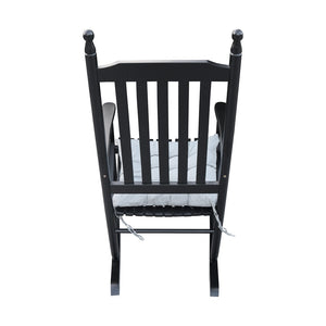English Elm Wooden Slatted Porch Rocking Chair Solid Poplar Black Painted Finish Outdoor Seat W49520606