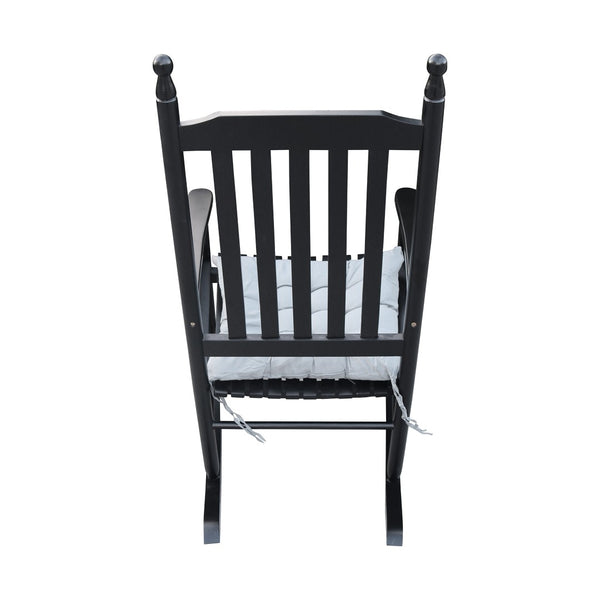 English Elm Wooden Slatted Porch Rocking Chair Solid Poplar Black Painted Finish Outdoor Seat W49520606
