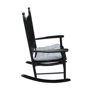 English Elm Wooden Slatted Porch Rocking Chair Solid Poplar Black Painted Finish Outdoor Seat W49520606