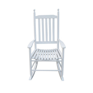 English Elm Wooden Wooden Porch Rocker Chair In Crisp White - Comfortable Solid Hardwood Design For Timeless Relaxation W49520605-GIGA