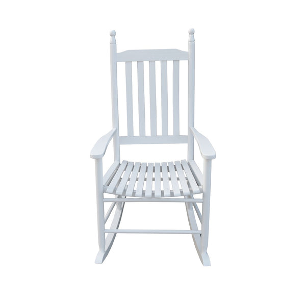 English Elm Wooden Wooden Porch Rocker Chair In Crisp White - Comfortable Solid Hardwood Design For Timeless Relaxation W49520605-GIGA