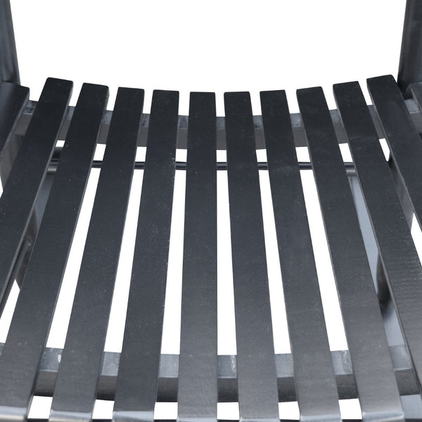 English Elm Wooden Slatted Porch Rocking Chair Solid Poplar Black Painted Finish Outdoor Seat W49520606