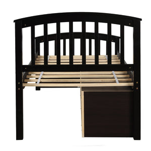 English Elm Orisfur. Twin Pine Platform Bed with Six Storage Drawers Espresso Finish Solid Frame SG000115DAA