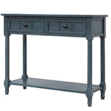 English Elm Trexm Daisy Series Console Table Traditional Design With Two Drawers and Bottom Shelf (Navy)